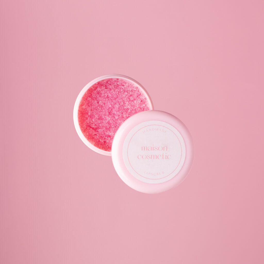 Pink lipscrub on pink background